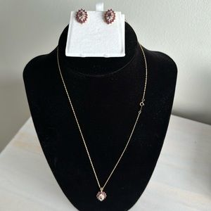Diamond & ruby earring & necklace set.